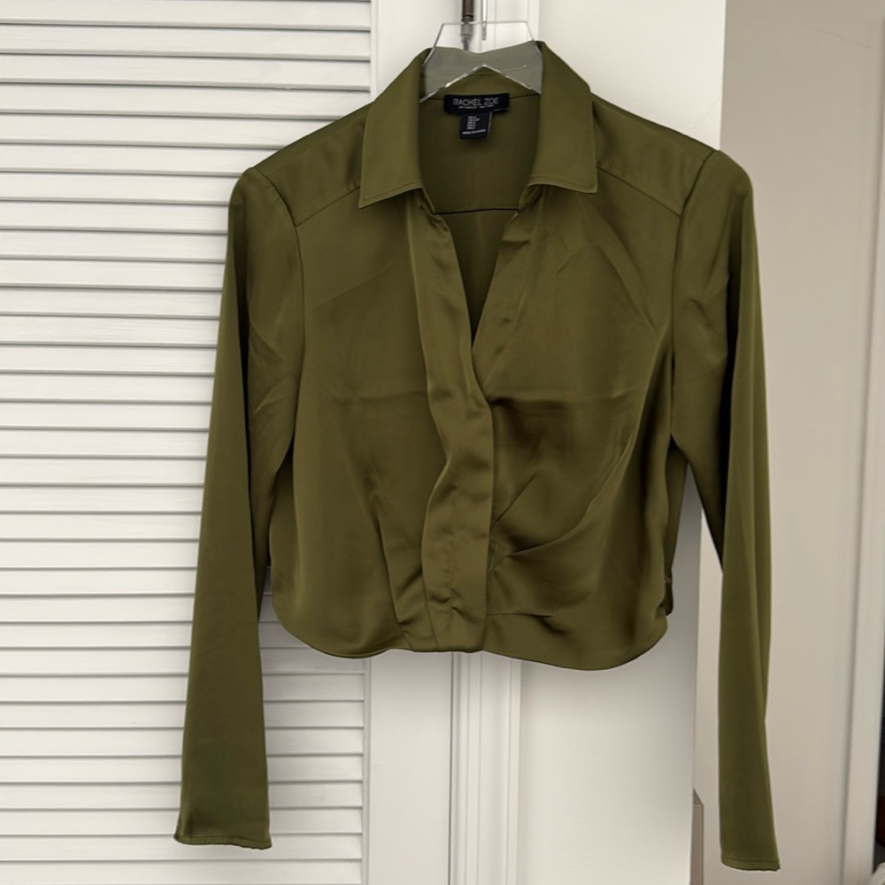 Rachel Zoe Cropped Green Blouse